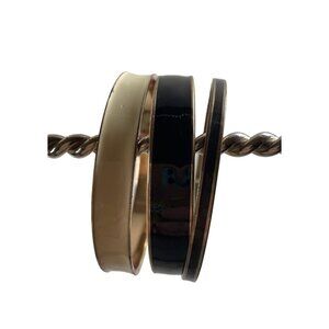 Womens Bracelets Black and Creme Bangle Set of 3 Modern Classy Wrap Around Style